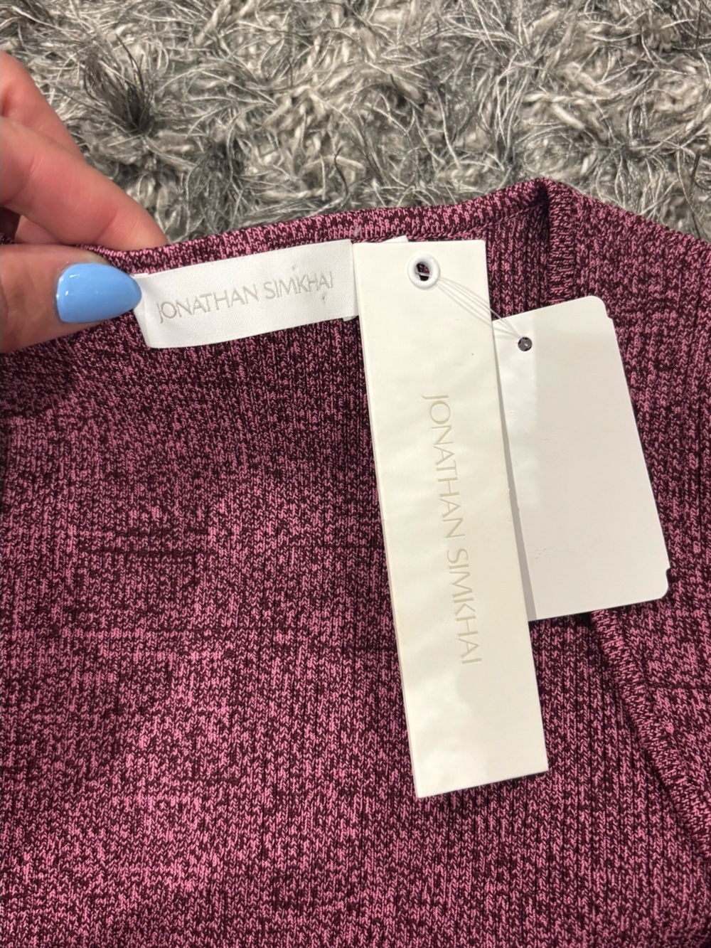 Jonathan Simkhai | M | Mauve Rib-Knit Cutout Long Sleeve Top - Picture 3 of 5